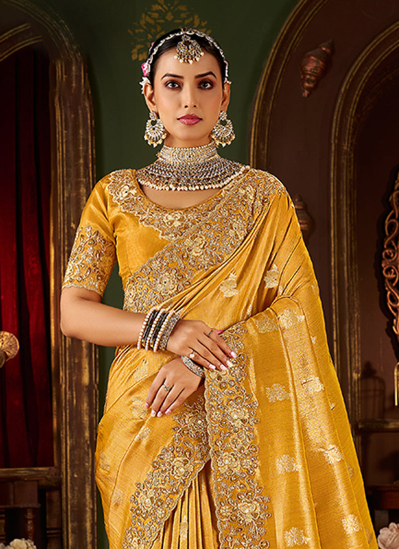Buy Yellow Women Saree For Haldi