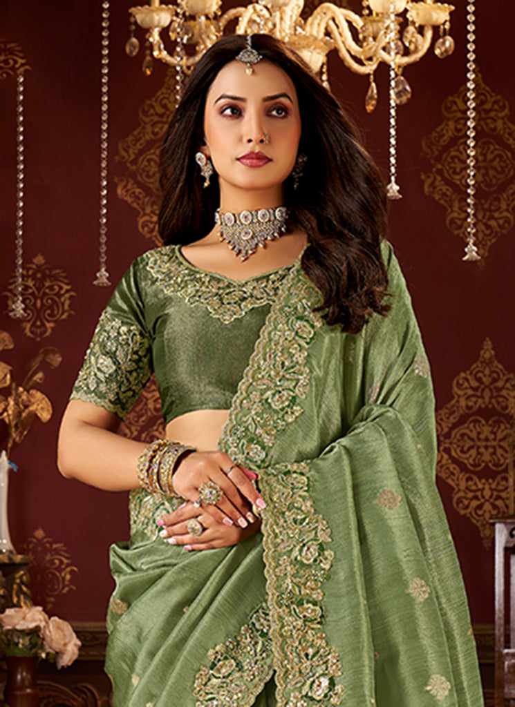 Buy Designer Green Saree