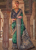 Green Ikat Printed Patola Silk Saree