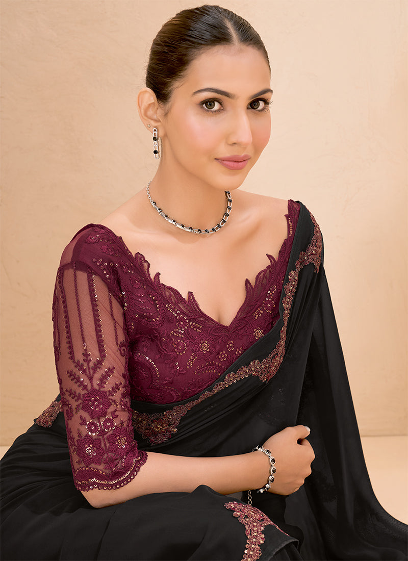 Buy Black Indian Saree Online