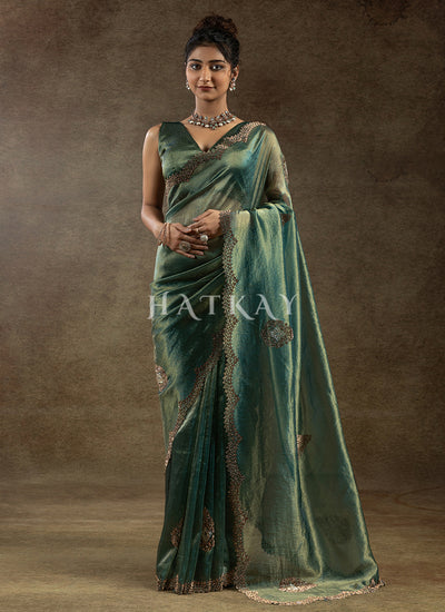 Dark Green Banarasi Silk Saree