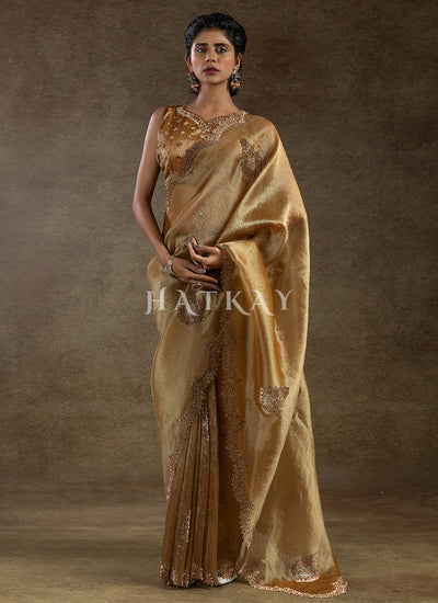 Copper Brown Banarasi Silk Saree