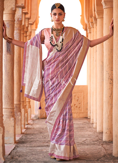 Pink Digital Printed Silk Saree