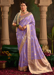 Lavender And Teal Traditional Saree