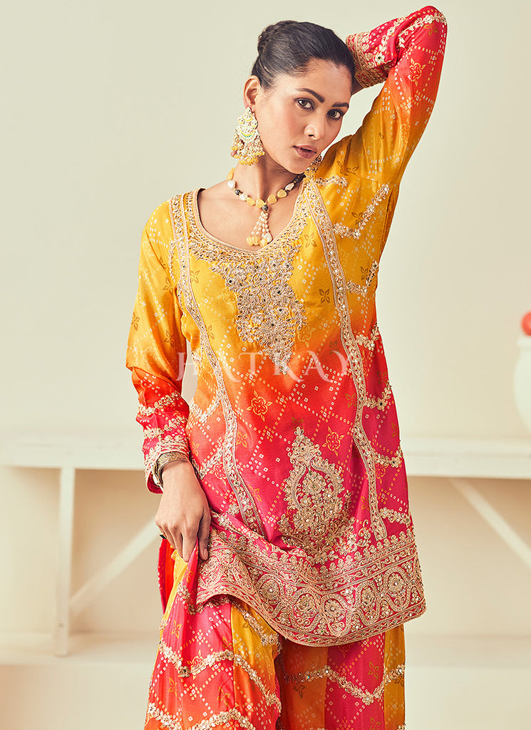 red sharara dress Vibrant ruby red sharara set XL