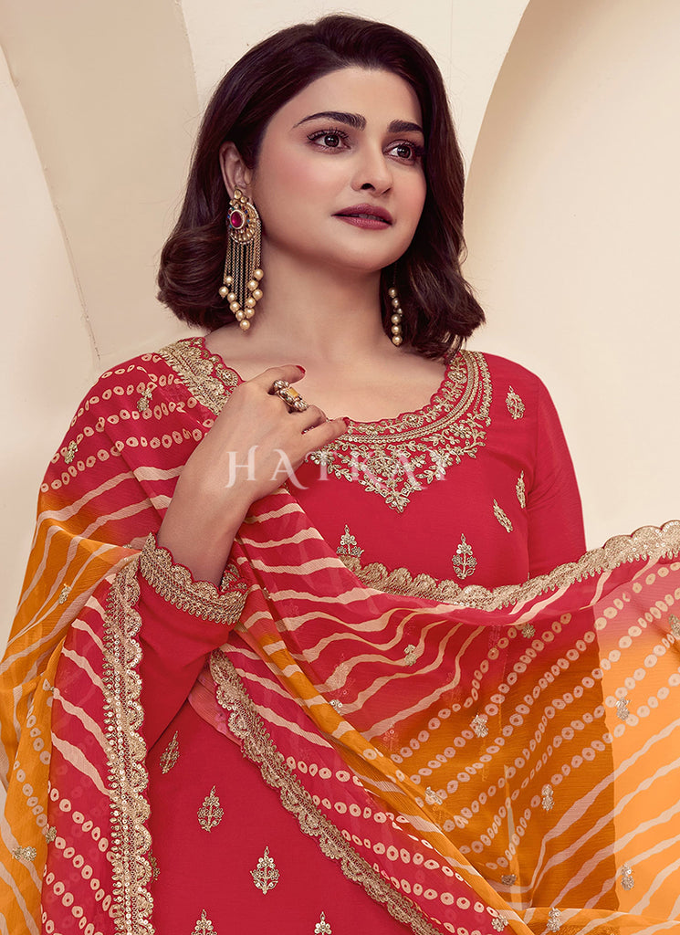 Bridal Red Reshamkari Embroidery Sharara Suit unstitched Bridal Red Reshamkari Embroidery Sharara Suit unstitched