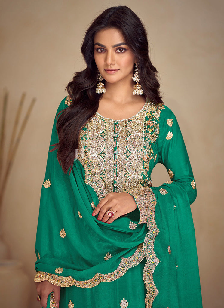 sharara dress green Lime Green Sharara Set With Tassel Dupatta
