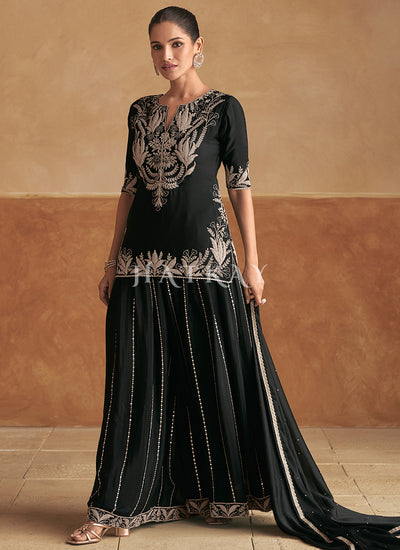 Black Short Kurti And Sharara