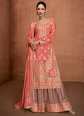Peach Multi Embroidered Sharara Suit