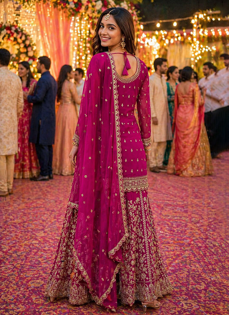 Buy Rani Pink Sharara Suit In USA