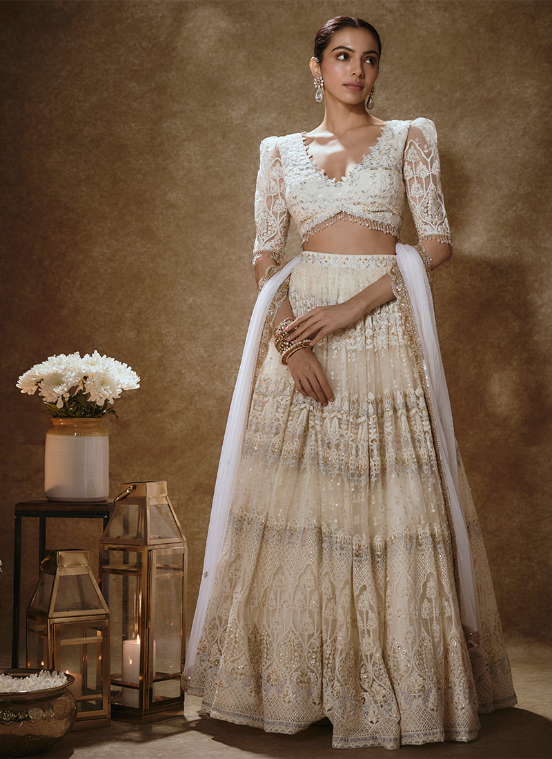 Cream Beige Traditional Wedding Lehenga Choli