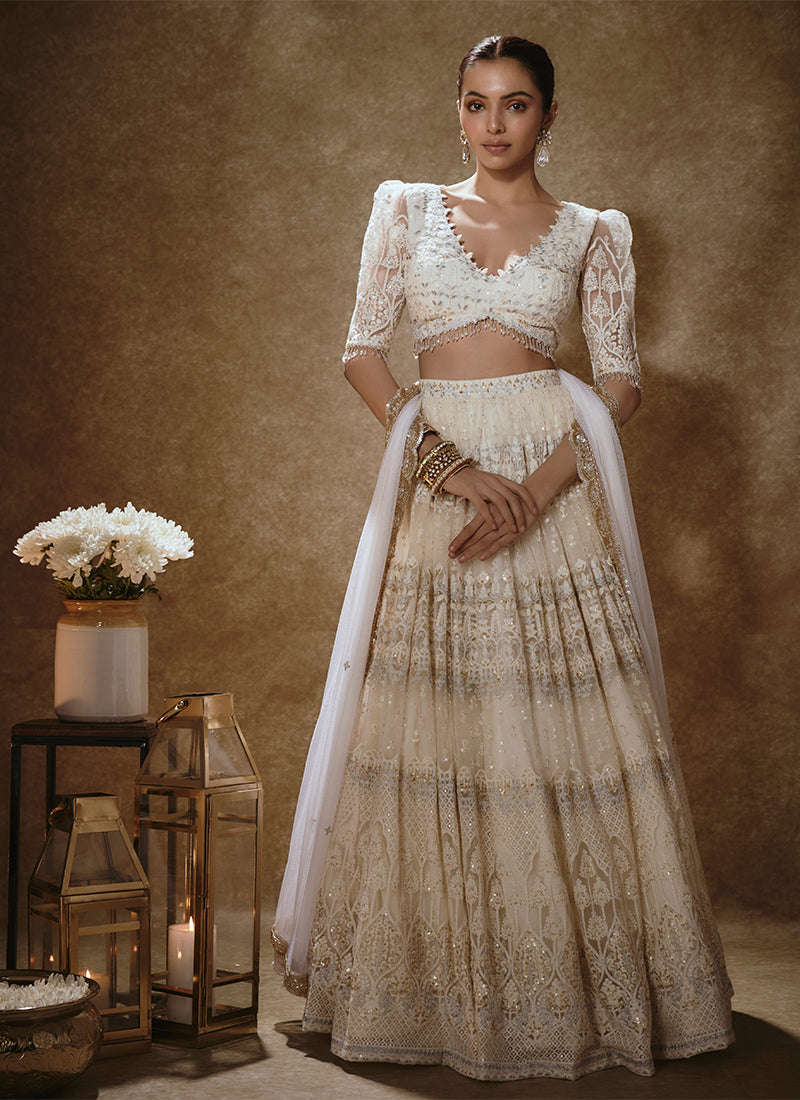 Cream Beige Traditional Wedding Lehenga Choli