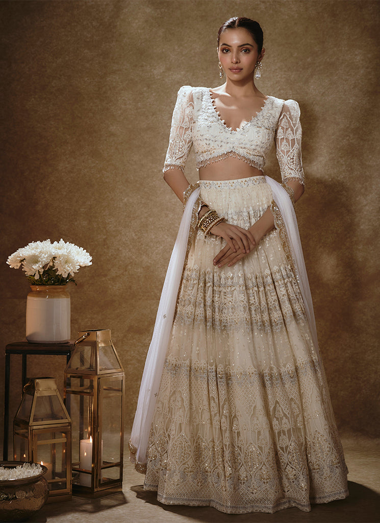 Cream Beige Traditional Wedding Lehenga Choli