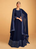 Navy Blue Sequence Embroidered Anarkali Suit