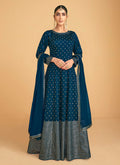 Turquoise Blue Sequence Embroidered Anarkali Suit