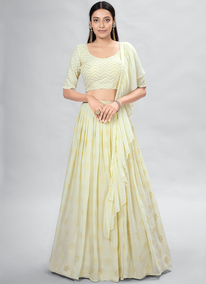 Yellow Sequence Embroidery Wedding Lehenga Choli