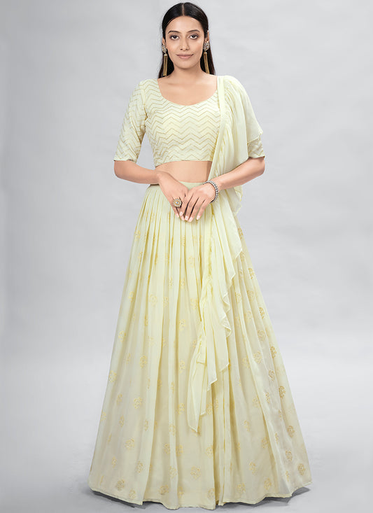 Yellow Sequence Embroidery Wedding Lehenga Choli