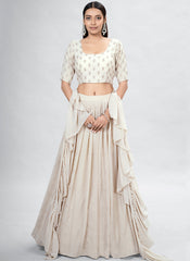 Beige Sequence Embroidery Wedding Lehenga Choli