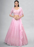 Pink Sequence Embroidery Wedding Lehenga Choli