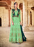 Green And Turquoise Embroidered Koti Style Anarkali Suit