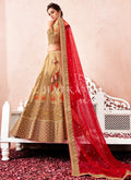 Buy Lehengas In New York | Beige And Red Multi Embroidered Traditional Lehenga Choli