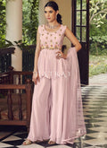 Blush Pink Embroidered Sharara Style Suit