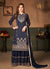 Navy Blue Embroidered Designer Georgette Palazzo Suit