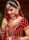 Buy Bridal Lehenga - Bridal Red Velvet Designer Bridal Lehenga Choli