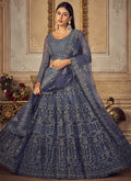 Deep Blue Embroidery Designer Wedding Lehenga Choli