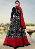 Black And Red Embroidery Festive Anarkali Gown