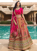 Pink Multi Embroidery Wedding Lehenga Choli With Belt