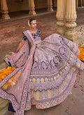 Buy Bridal Lehenga - Lavender Purple Multi Velvet Designer Bridal Lehenga Choli