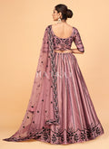 Buy Lehenga Choli - Mauve Sequence Embroidered Wedding Silk Lehenga Choli Online Shopping
