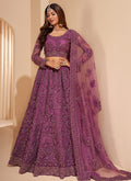 Purple Crystal Embroidered Wedding Lehenga Choli