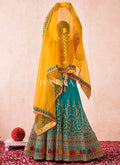 Buy Lehengas In Texas | Red And Turquoise Multi Embroidered Traditional Lehenga Choli