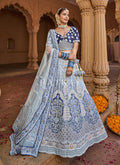 Royal Blue Velvet Designer Bridal Lehenga Choli