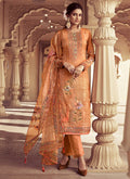 Orange Digital Print Casual Wear Pant Style Suit