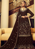 Brown Traditional Embroidery Lehenga Suit