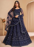 Navy Blue Zari Embroidered Wedding Lehenga Choli