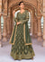 Olive Green Embroidered Anarkali Lehenga