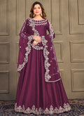 Deep Wine Designer Embroidery Wedding Anarkali Suit