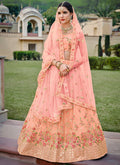 Peach Multi Embroidery Traditional Lehenga Choli