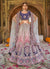 Lilac Purple Multi Velvet Designer Bridal Lehenga Choli