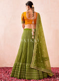 Buy Lehengas In Virginia	| Green And Orange Multi Embroidered Traditional Lehenga Choli