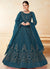 Turquoise Embroidered Net Anarkali Dress