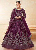 Deep Wine Embroidered Net Anarkali Dress