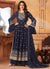 Dark Blue Georgette Embroidered Festive Palazzo Suit