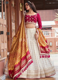 Pink And White Embroidered Georgette Lehenga Choli