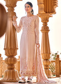 Baby Pink Embroidered Georgette Pant Style Suit