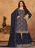 Navy Blue Embroidery Festive Gharara Style Suit